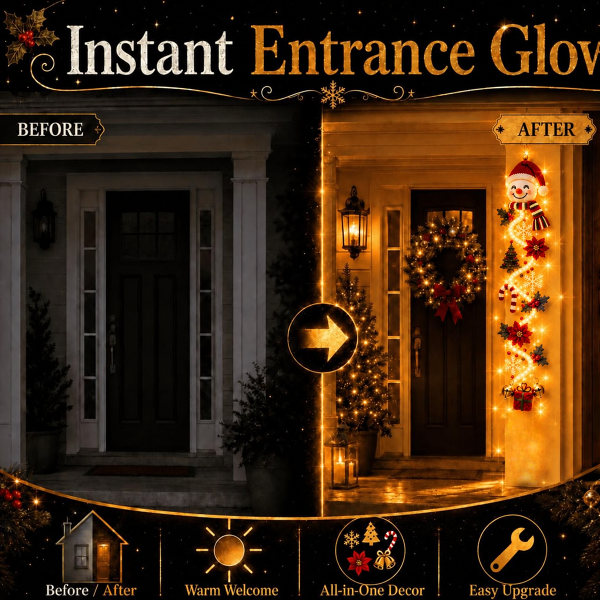 Glowing Christmas Door Hanger | 6 Festive Light Designs