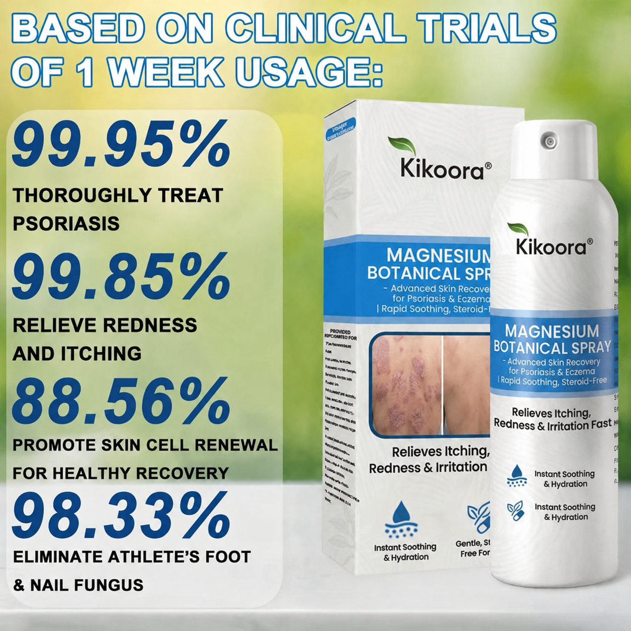 ✨Kikoora® Magnesium Botanical Spray –  Advanced Skin Recovery for Psoriasis & Eczema | Rapid Soothing, Steroid-Free