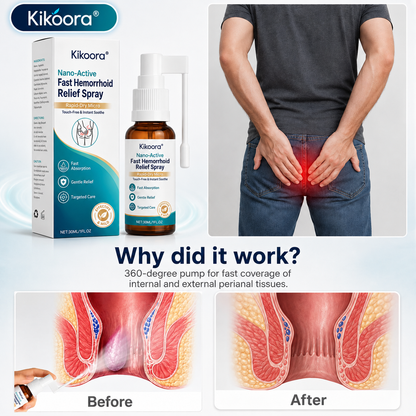🌿👨‍⚕️Kikoora® Nano-Active Fast Hemorrhoid Relief Spray | Rapid-Dry Micro-Mist with Essential Oils, Touch-Free & Instant Soothe
