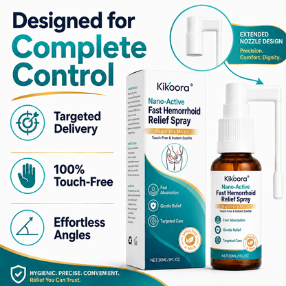 🌿👨‍⚕️Kikoora® Nano-Active Fast Hemorrhoid Relief Spray | Rapid-Dry Micro-Mist with Essential Oils, Touch-Free & Instant Soothe