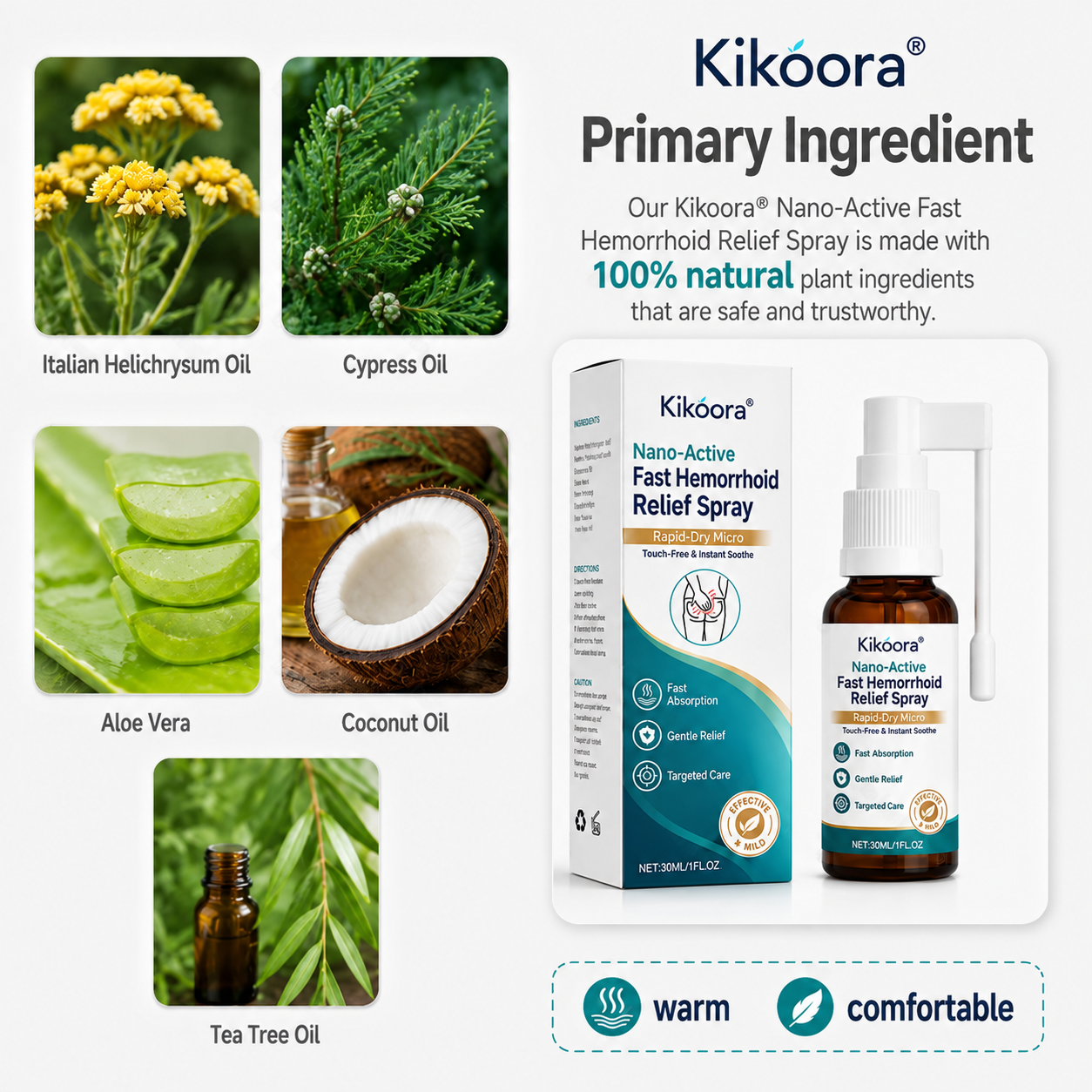 🌿👨‍⚕️Kikoora® Nano-Active Fast Hemorrhoid Relief Spray | Rapid-Dry Micro-Mist with Essential Oils, Touch-Free & Instant Soothe