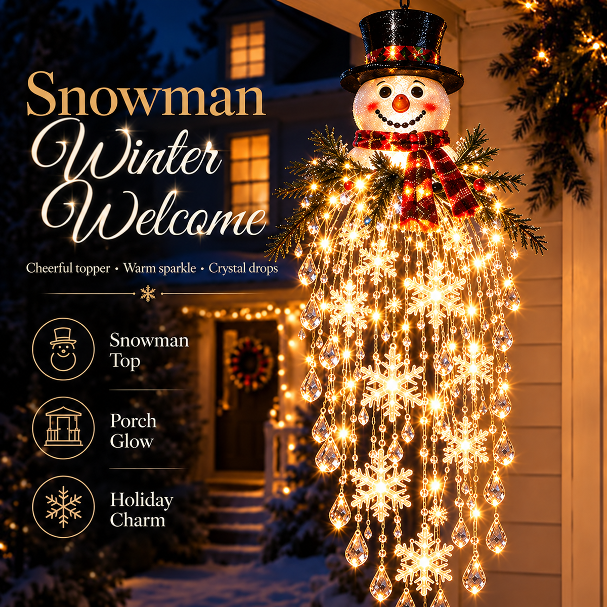 Hanging Snowflake & Crystal LED Porch Décor