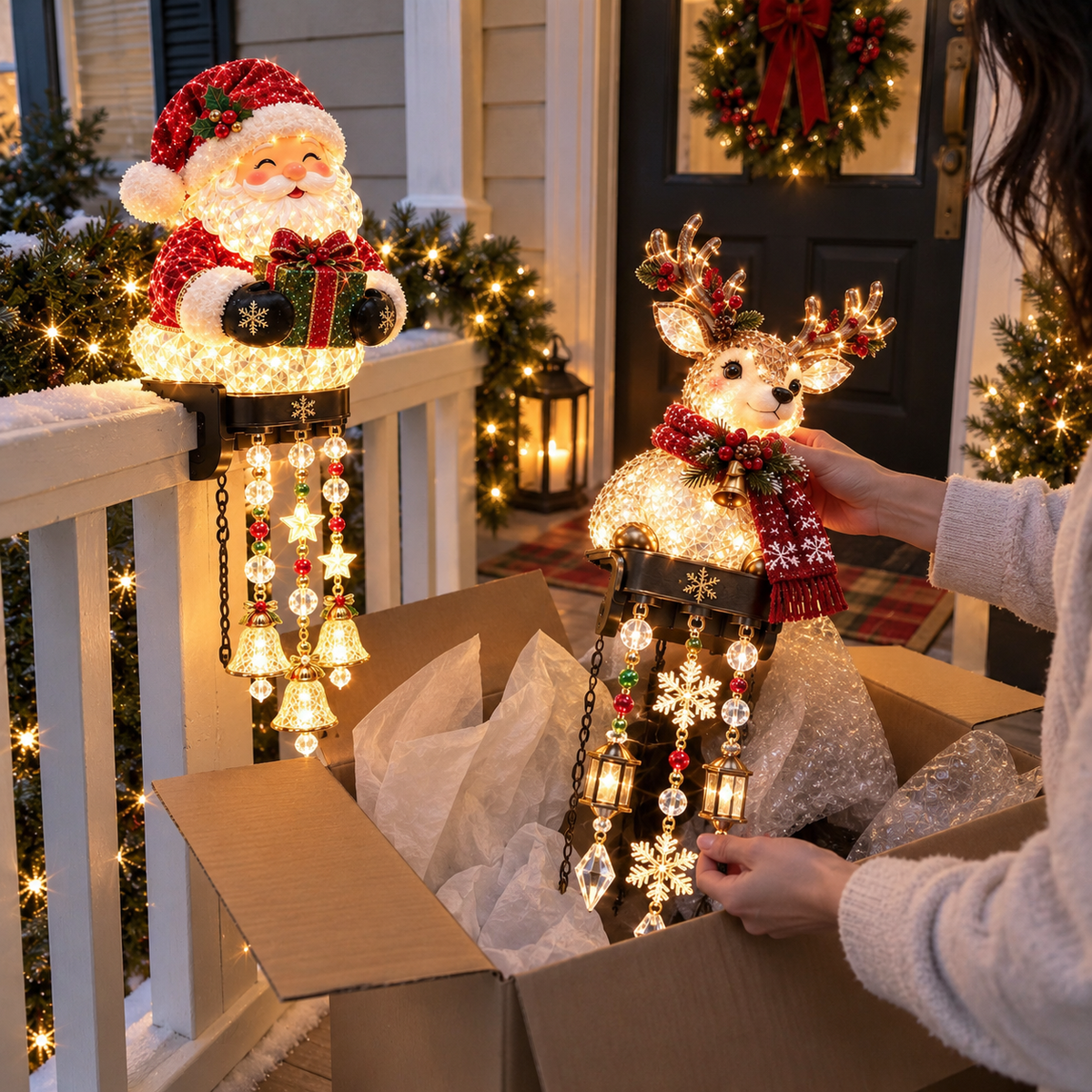 Christmas Porch Railing Lights – 4 Festive Character Designs